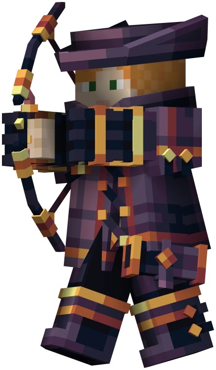 An archer in the Stormstrider hood and armour, drawing the Bow of the Caldera