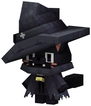 The Ebony Cat: a black cat in a wide witch's hat