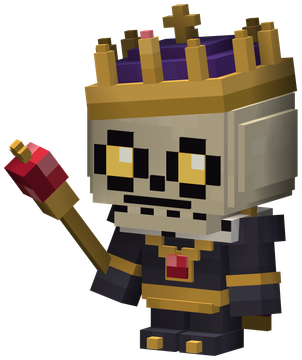 The Kingling: a little skeleton king in the King's crown and cape