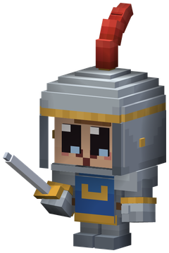 The Little Knight: a round little knight in a plumed helmet with a sword and a gauntlet at his side