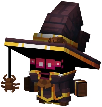 The Soul Weaver: a hooded figure under a huge brimmed hat with a spider hanging from it